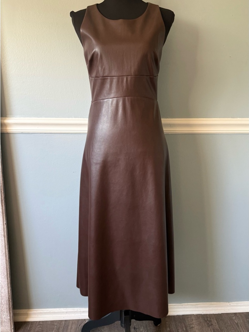 Banana Republic Brown Sleeveless Faux-Leather Maxi Dress 8